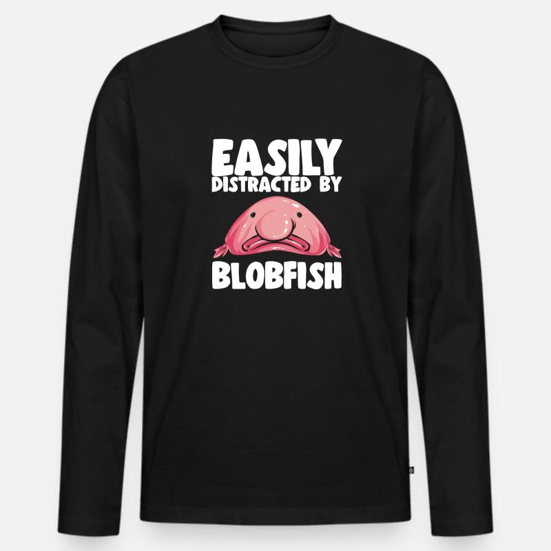 Blobfisch - Männer Premium Bio Langarmshirt - Schwarz