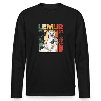 Lémurien à queue annelée - T-shirt manches longues Premium bio Homme - noir - Devant - Nico (187cm)