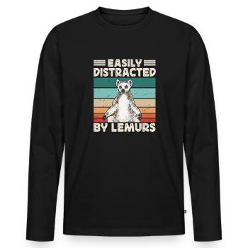 Lémurien à queue annelée - T-shirt manches longues Premium bio Homme - noir - Devant - Nico (187cm)