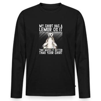 Lémurien à queue annelée - T-shirt manches longues Premium bio Homme - noir - Devant - Nico (187cm)