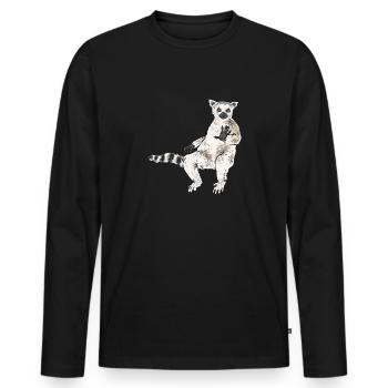 Lemur Catta Ring-tailed lemur - Men's Premium Organic Long Sleeve Shirt - black - Front - Nico (187cm)