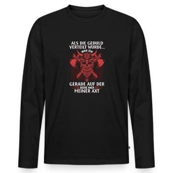 Als die Geduld verteilt wurde - Wikinger - Männer Premium Bio Langarmshirt - Schwarz - Vorne - Nico (187cm)