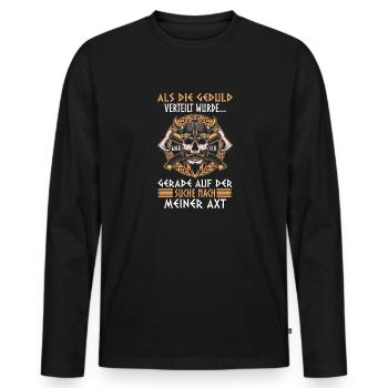 Als die Geduld verteilt wurde - Wikinger - Männer Premium Bio Langarmshirt - Schwarz - Vorne - Nico (187cm)