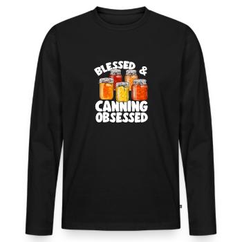 Canning, canning, canning, preserving food - Men's Premium Organic Long Sleeve Shirt - black - Front - Nico (187cm)