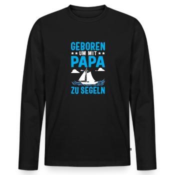 Papa Segelboot Meer Kind - Männer Premium Bio Langarmshirt - Schwarz - Vorne - Nico (187cm)