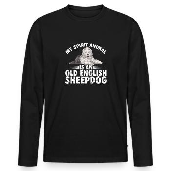 Old English Sheepdog Sheepie Bobtail - Men's Premium Organic Long Sleeve Shirt - black - Front - Nico (187cm)