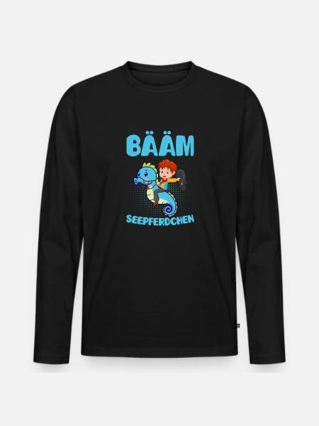 Seepferdchen bestanden Geschenk Frühschwimmer - Männer Premium Bio Langarmshirt - Schwarz
