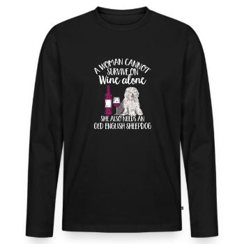 Old English Sheepdog Sheepie Bobtail - Men's Premium Organic Long Sleeve Shirt - black - Front - Nico (187cm)