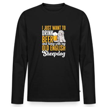 Old English Sheepdog Sheepie Bobtail - Men's Premium Organic Long Sleeve Shirt - black - Front - Nico (187cm)