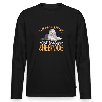 Old English Sheepdog Sheepie Bobtail - Men's Premium Organic Long Sleeve Shirt - black - Front - Nico (187cm)