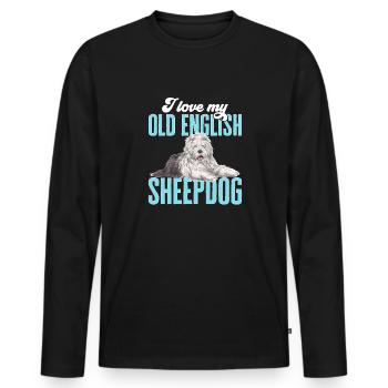 Old English Sheepdog Sheepie Bobtail - Men's Premium Organic Long Sleeve Shirt - black - Front - Nico (187cm)