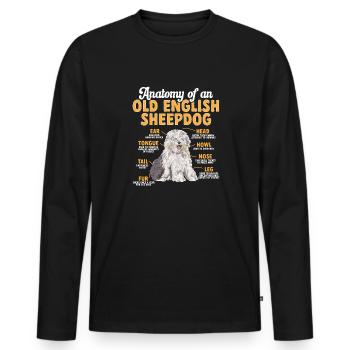 Old English Sheepdog Sheepie Bobtail - Men's Premium Organic Long Sleeve Shirt - black - Front - Nico (187cm)