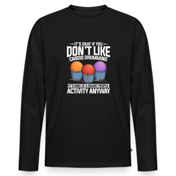 Cardio Drumming Gym Fitness Class Workout - Men's Premium Organic Long Sleeve Shirt - black - Front - Nico (187cm)
