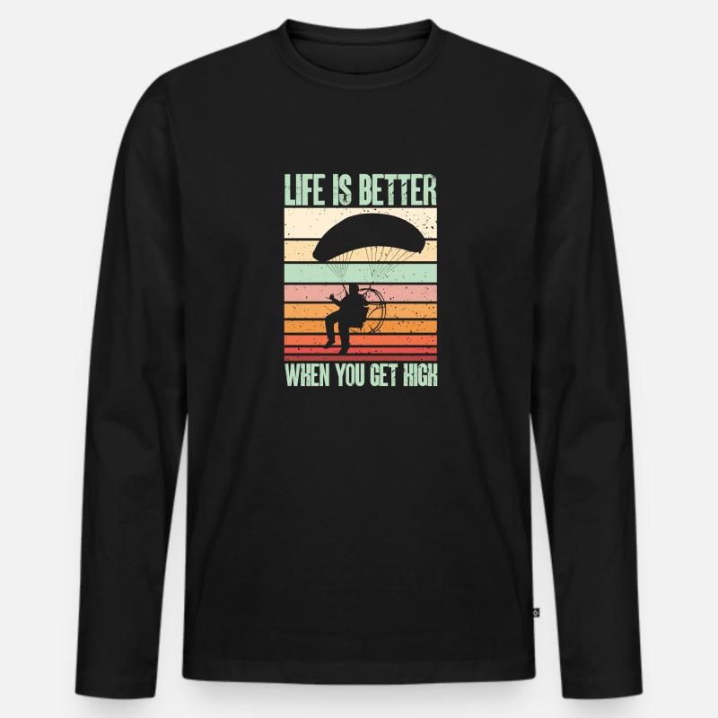 Paramotor Motorized paraglider - Men's Premium Organic Long Sleeve Shirt - black