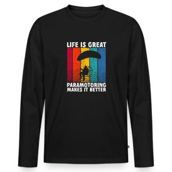 Paramoteur Parapente motorisé - T-shirt manches longues Premium bio Homme - noir - Devant - Nico (187cm)