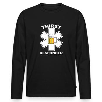 Intervenant assoiffé - Barman ou Sani Design - T-shirt manches longues Premium bio Homme - noir - Devant - Nico (187cm)