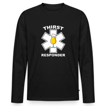Thirst responder - Barkeeper oder Sani Design - Männer Premium Bio Langarmshirt - Schwarz - Vorne - Nico (187cm)