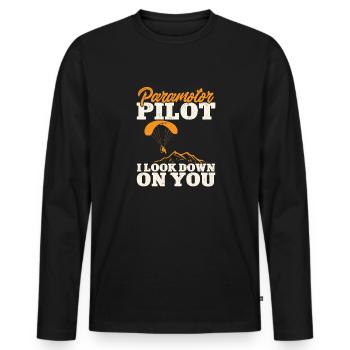Paramoteur Parapente motorisé - T-shirt manches longues Premium bio Homme - noir - Devant - Nico (187cm)