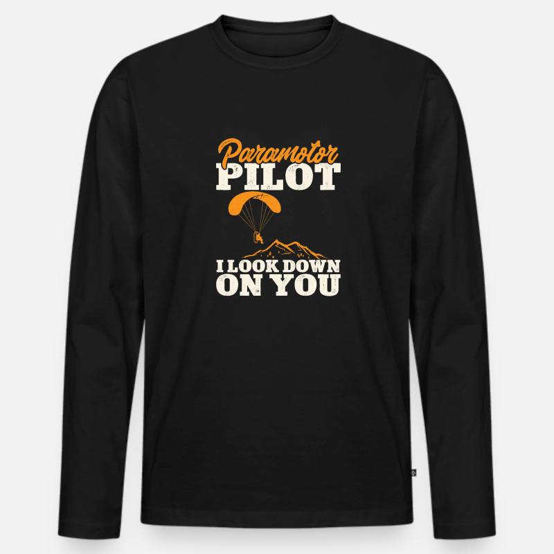 Motorschirm Motorisierter Gleitschirm - Männer Premium Bio Langarmshirt - Schwarz