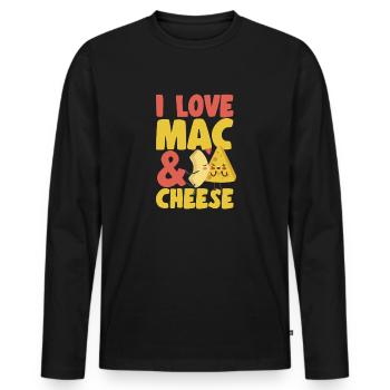 Macaroni Cheese Lover Mac And Cheese - Men's Premium Organic Long Sleeve Shirt - black - Front - Nico (187cm)