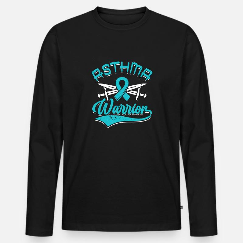 Asthma-krieger Asthmakämpfer Wheezy - Männer Premium Bio Langarmshirt - Schwarz