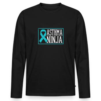 Asthma-ninja Asthmakämpfer Wheezy - Männer Premium Bio Langarmshirt - Schwarz - Vorne - Nico (187cm)