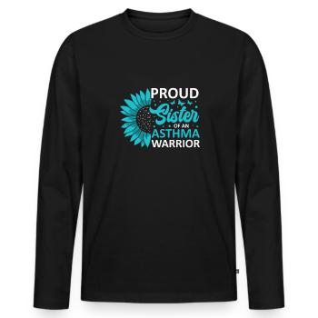 Stolze Schwester Eines Asthma-kriegers - Männer Premium Bio Langarmshirt - Schwarz - Vorne - Nico (187cm)