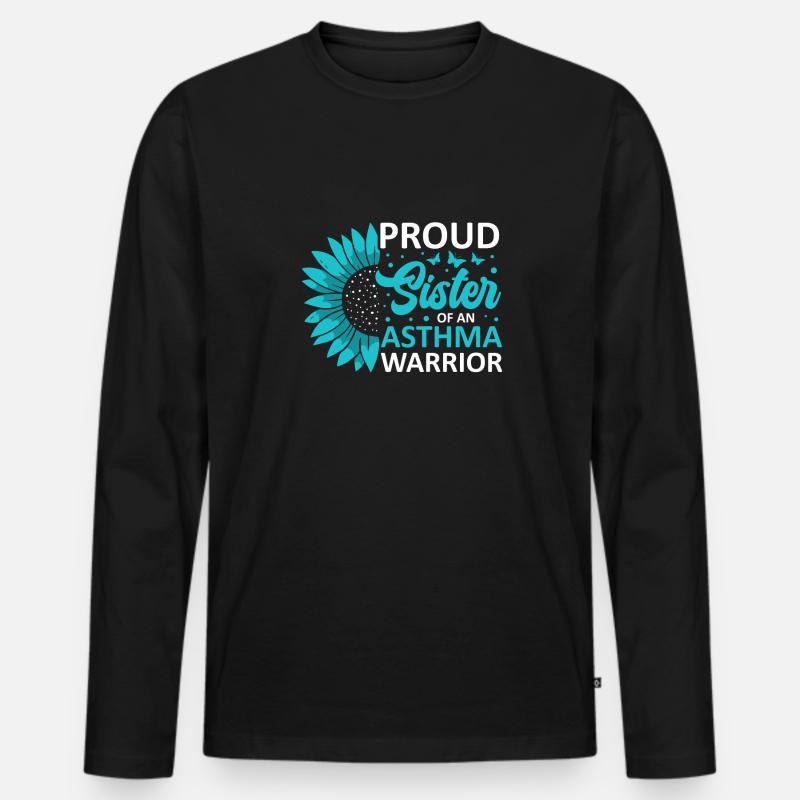 Stolze Schwester Eines Asthma-kriegers - Männer Premium Bio Langarmshirt - Schwarz