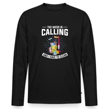 Haushaltshilfe Reinigungskraft Haushälterin - Männer Premium Bio Langarmshirt - Schwarz - Vorne - Nico (187cm)