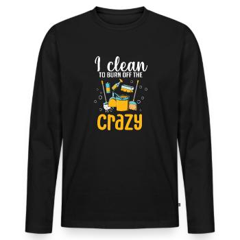 Aide domestique, femme de ménage, femme de ménage - T-shirt manches longues Premium bio Homme - noir - Devant - Nico (187cm)