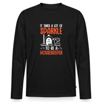 Aide domestique, femme de ménage, femme de ménage - T-shirt manches longues Premium bio Homme - noir - Devant - Nico (187cm)