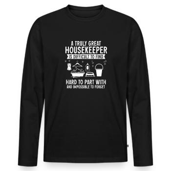 Aide domestique, femme de ménage, femme de ménage - T-shirt manches longues Premium bio Homme - noir - Devant - Nico (187cm)