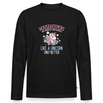 Haushaltshilfe Reinigungskraft Haushälterin - Männer Premium Bio Langarmshirt - Schwarz - Vorne - Nico (187cm)