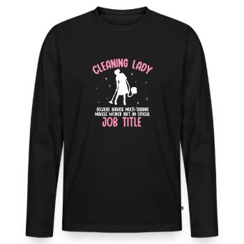 Aide domestique, femme de ménage, femme de ménage - T-shirt manches longues Premium bio Homme - noir - Devant - Nico (187cm)