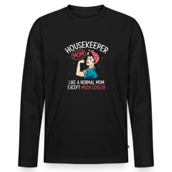 Aide domestique, femme de ménage, femme de ménage - T-shirt manches longues Premium bio Homme - noir - Devant - Nico (187cm)