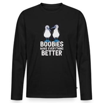 Blue-footed Booby Seabird Blue-footed Booby Seabird - Men's Premium Organic Long Sleeve Shirt - black - Front - Nico (187cm)