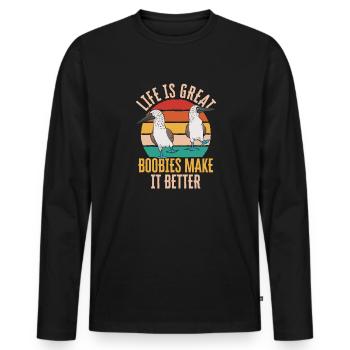 Blue-footed Booby Seabird Blue-footed Booby Seabird - Men's Premium Organic Long Sleeve Shirt - black - Front - Nico (187cm)