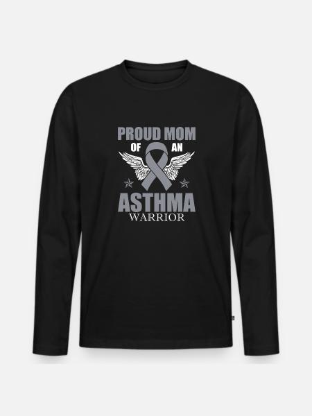 Stolze Mutter Eines Asthma-kriegers Unterstützt - Männer Premium Bio Langarmshirt - Schwarz