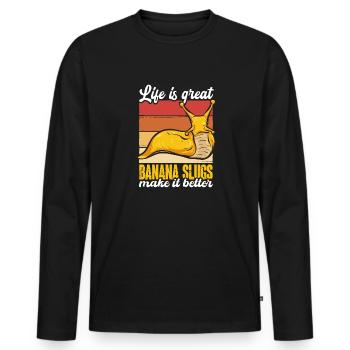 Banana Snail Snail - Men's Premium Organic Long Sleeve Shirt - black - Front - Nico (187cm)