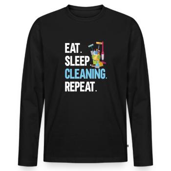 Aide domestique, femme de ménage, femme de ménage - T-shirt manches longues Premium bio Homme - noir - Devant - Nico (187cm)