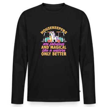 Haushaltshilfe Reinigungskraft Haushälterin - Männer Premium Bio Langarmshirt - Schwarz - Vorne - Nico (187cm)
