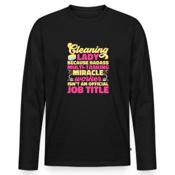 Haushaltshilfe Reinigungskraft Haushälterin - Männer Premium Bio Langarmshirt - Schwarz - Vorne - Nico (187cm)