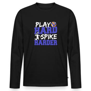 Volleyball Player Spiker Funny Play Hard Spike Har - Männer Premium Bio Langarmshirt - Schwarz - Vorne - Nico (187cm)