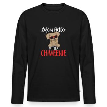 Chiweenie Chien - T-shirt manches longues Premium bio Homme - noir - Devant - Nico (187cm)