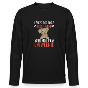 Chiweenie Chien - T-shirt manches longues Premium bio Homme - noir - Devant - Nico (187cm)