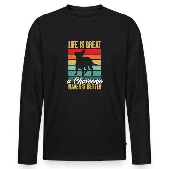 Chiweenie Chien - T-shirt manches longues Premium bio Homme - noir - Devant - Nico (187cm)