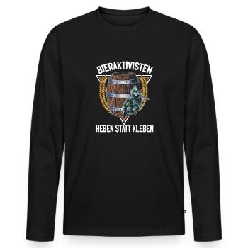 Bieraktivisten Heben statt Kleben" - Bierliebhaber - Männer Premium Bio Langarmshirt - Schwarz - Vorne - Nico (187cm)