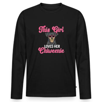 Chiweenie Chien - T-shirt manches longues Premium bio Homme - noir - Devant - Nico (187cm)
