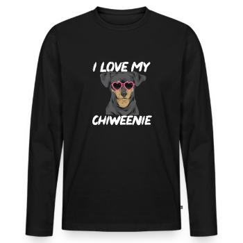 Chiweenie Chien - T-shirt manches longues Premium bio Homme - noir - Devant - Nico (187cm)