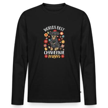 Chiweenie Chien - T-shirt manches longues Premium bio Homme - noir - Devant - Nico (187cm)